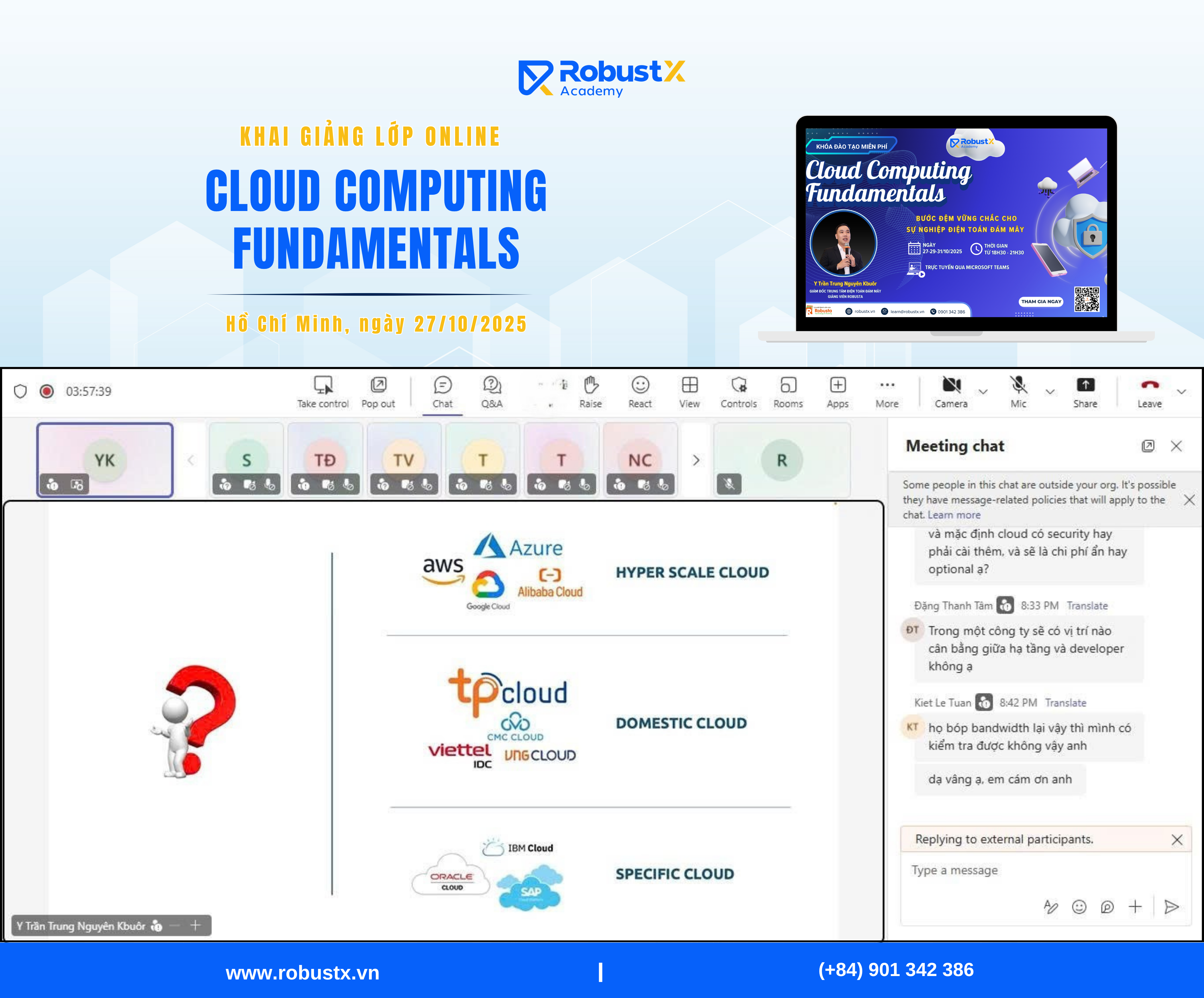 Robustx khai giảng khóa học “Điện Toán Đám Mây Cơ Bản – Cloud Computing Fundamentals” – Nền tảng kiến thức thiết thực cho thế hệ công nghệ trẻ
